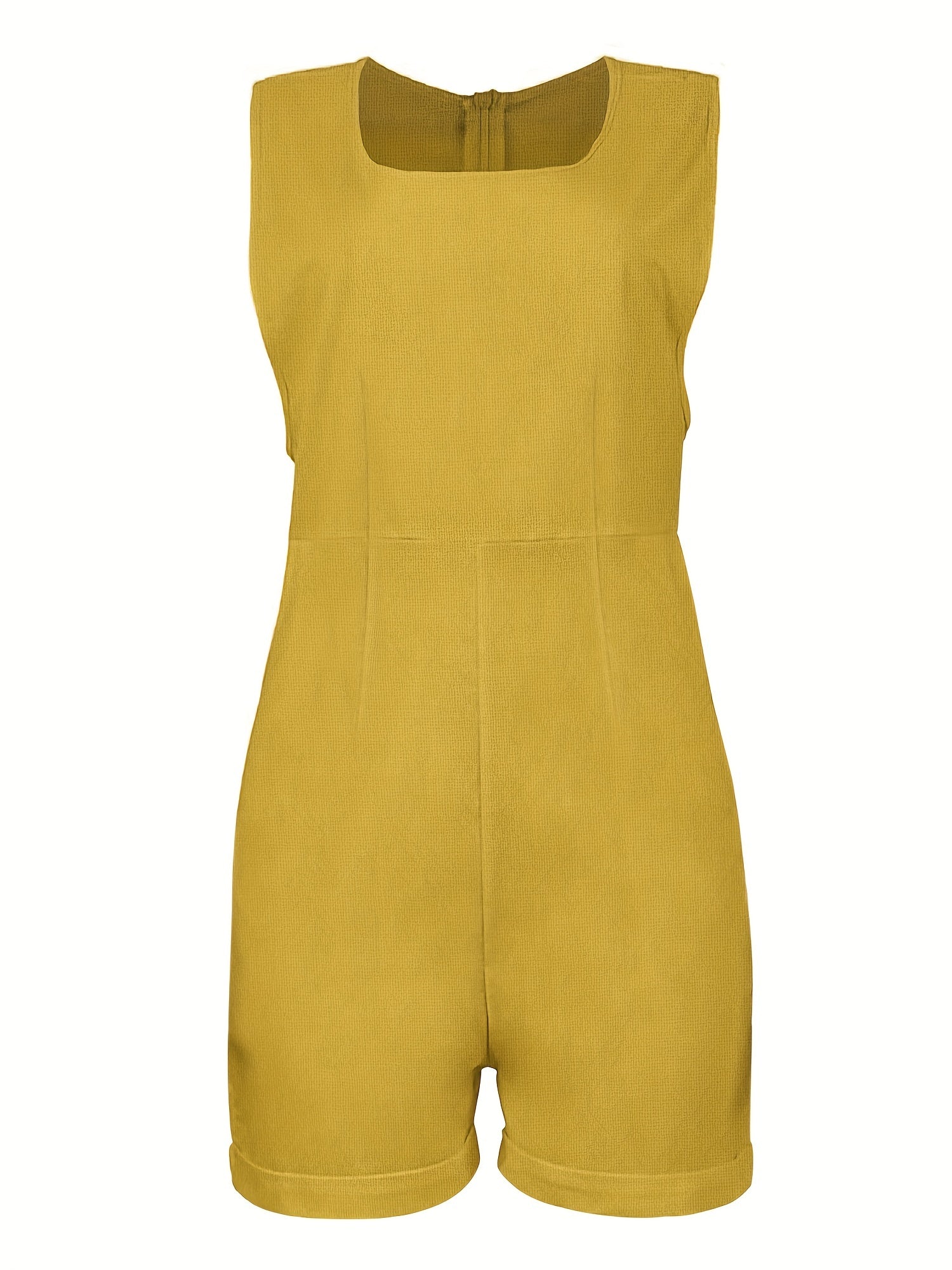 Crew Neck Zip Back Romper Jumpsuit Women's Clothing