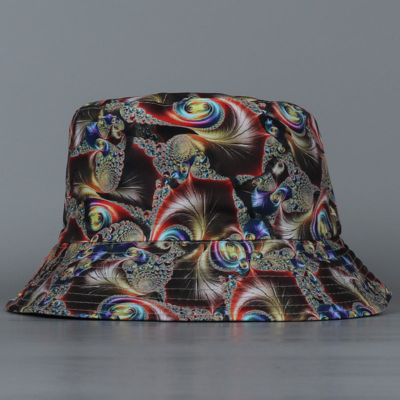 Reversible Peacock Print Bucket Hat Fisherman Cap Lightweight Sun Hat