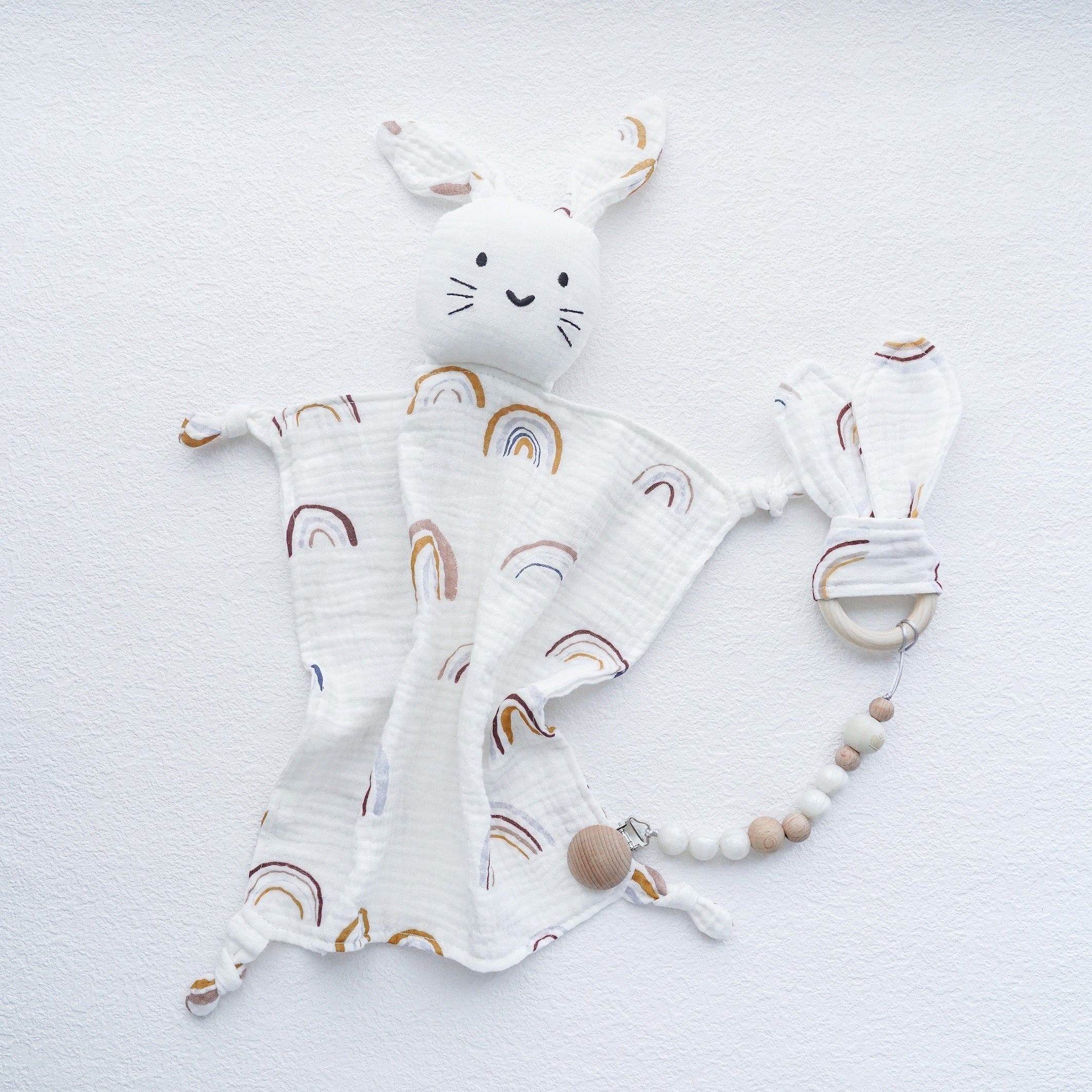 Newborn Baby Cotton Bib & Doll Gift Set - Rabbit Ear Companion Doll