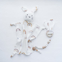 Newborn Baby Cotton Bib & Doll Gift Set - Rabbit Ear Companion Doll