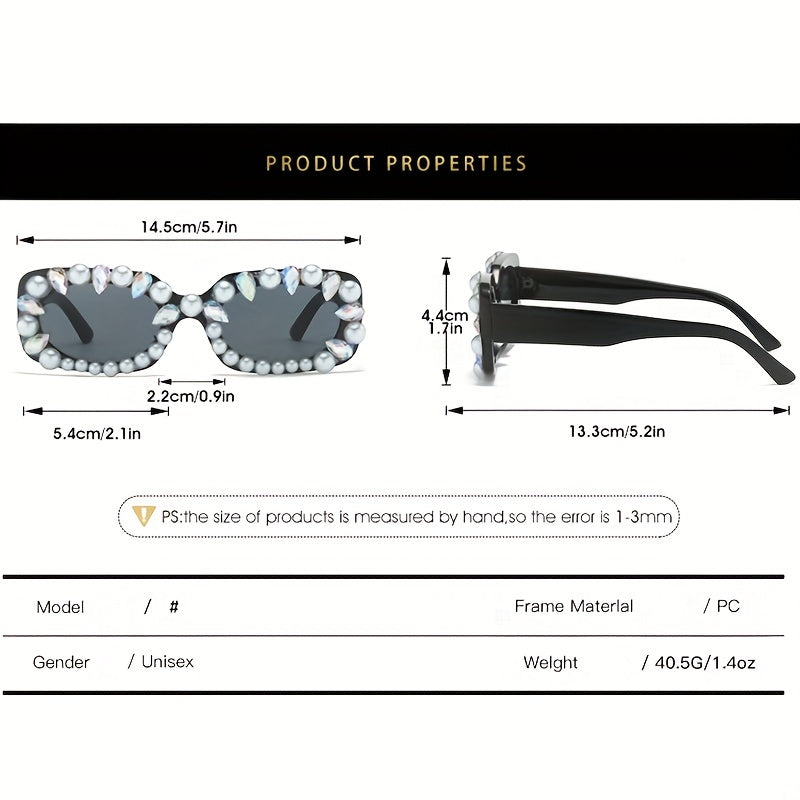 Rectangle Sunglasses Faux Pearl Funny Candy Glasses UV400