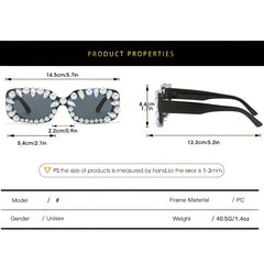 Rectangle Sunglasses Faux Pearl Funny Candy Glasses UV400