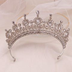 Rhinestone Crystal Wedding Crown Queen Flowers Bride Headwear