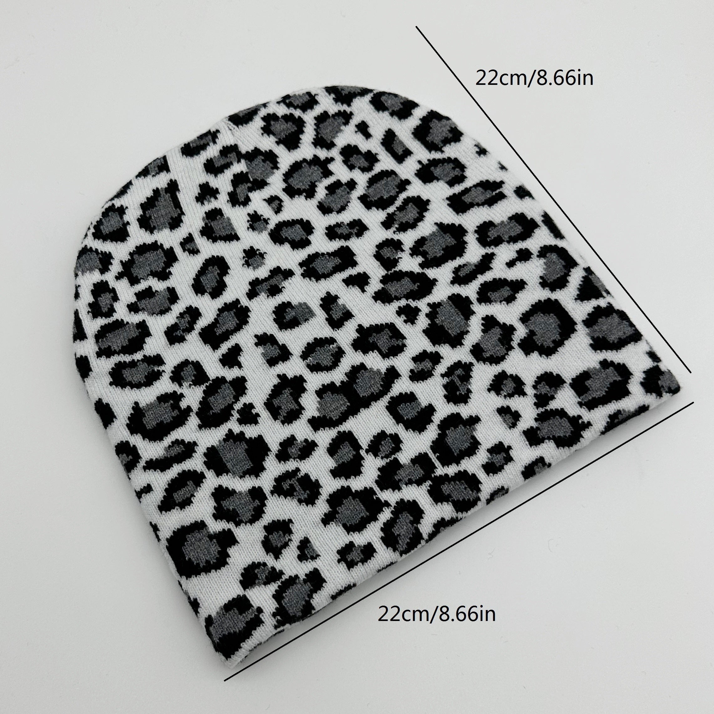 Leopard Spotted Animal Jacquard Knitted Hat Stretch Woolen Hat