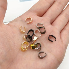 100pcs 6x9mm Metal Pinch Bail Clasps Necklace Hooks 9 Colors Plated DIY Jewelry