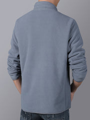 Men's Fleece Jacket Zip-Up Polar Casual Stand Collar