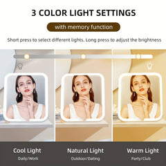 Travel Makeup Mirror With Lights 360 Adjustable Angle 2000mAh