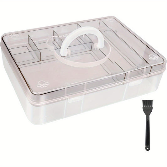 Stackable Craft Storage Box with 7 Compartment Tray