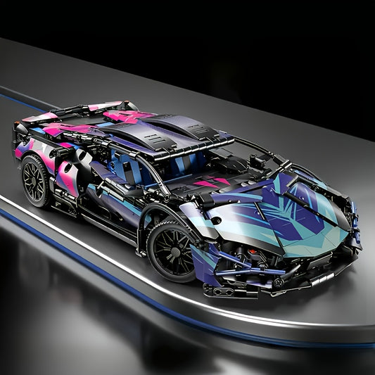 Purple Sports Car Building Blocks Set for Adults