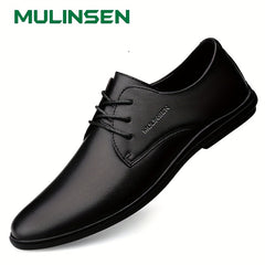 Men's Pointed Toe Leather Lace up Oxford Shoes Soft Sole