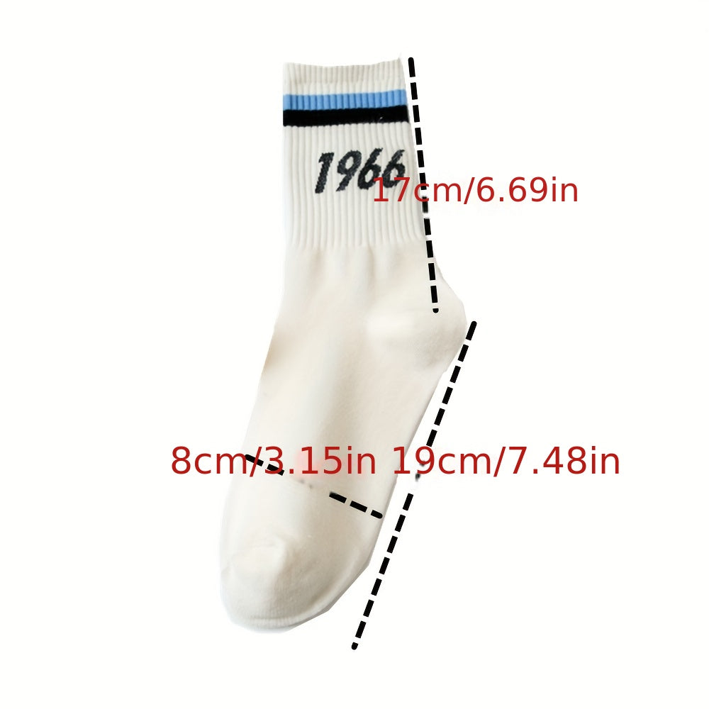 5 Pairs Letter Print Crew Socks for Women