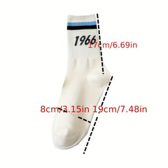 5 Pairs Letter Print Crew Socks for Women
