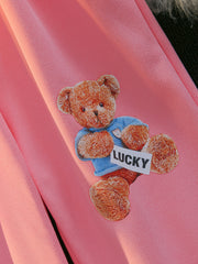 Girls Fleece Warm Sweatpants Elastic Waist Bear Print
