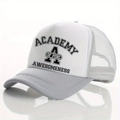 Summer Multicolor Hat Funny ACADEMY AWESOMENESS Letter Print Men's Peaked Cap