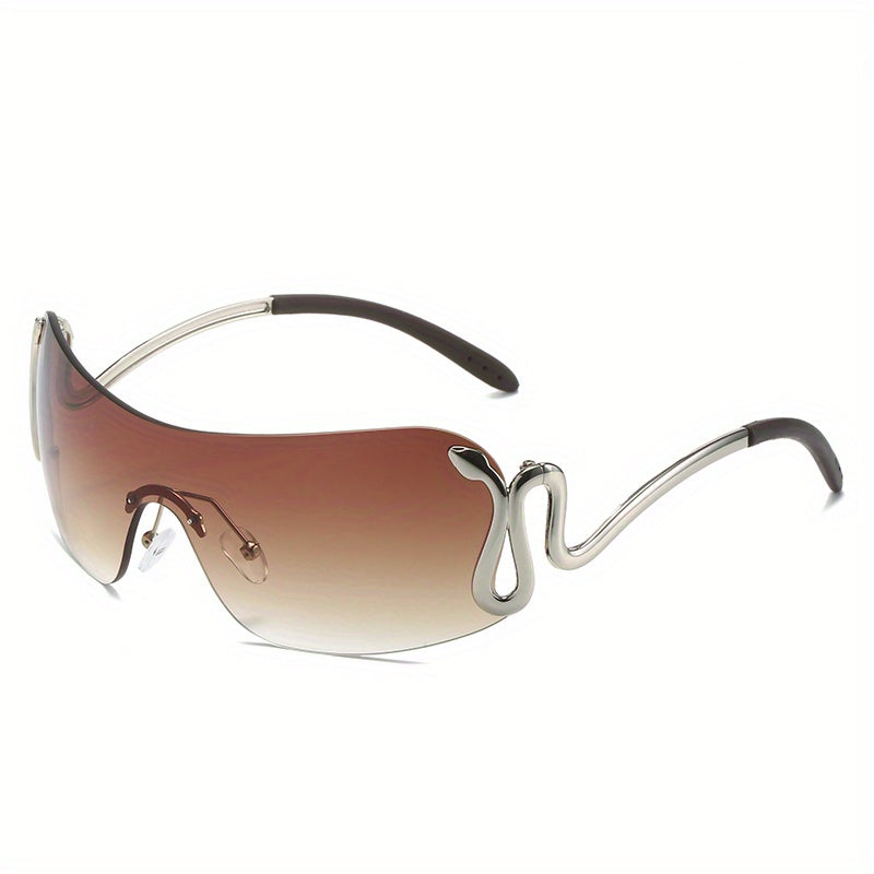 Y2K Rimless Sunglasses Snake Temple UV400