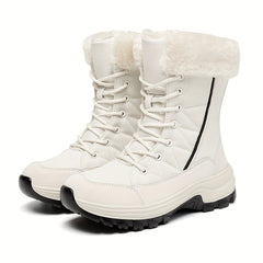 Women's Snow Boots Lace Up Platform Warm Walking Shoes