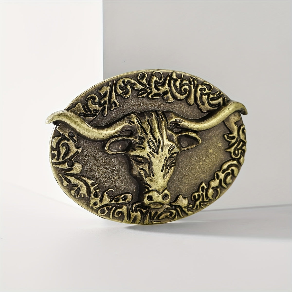 Vintage Bull Head Belt Buckle Unisex Oval Cowboy Cowgirl Belt