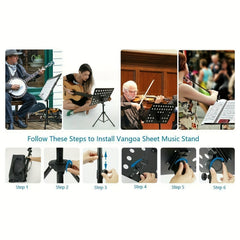 Portable Collapsible Sheet Music Stand with Carrying Bag