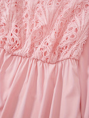  Women's Lace Sleeve Round Neck Dress