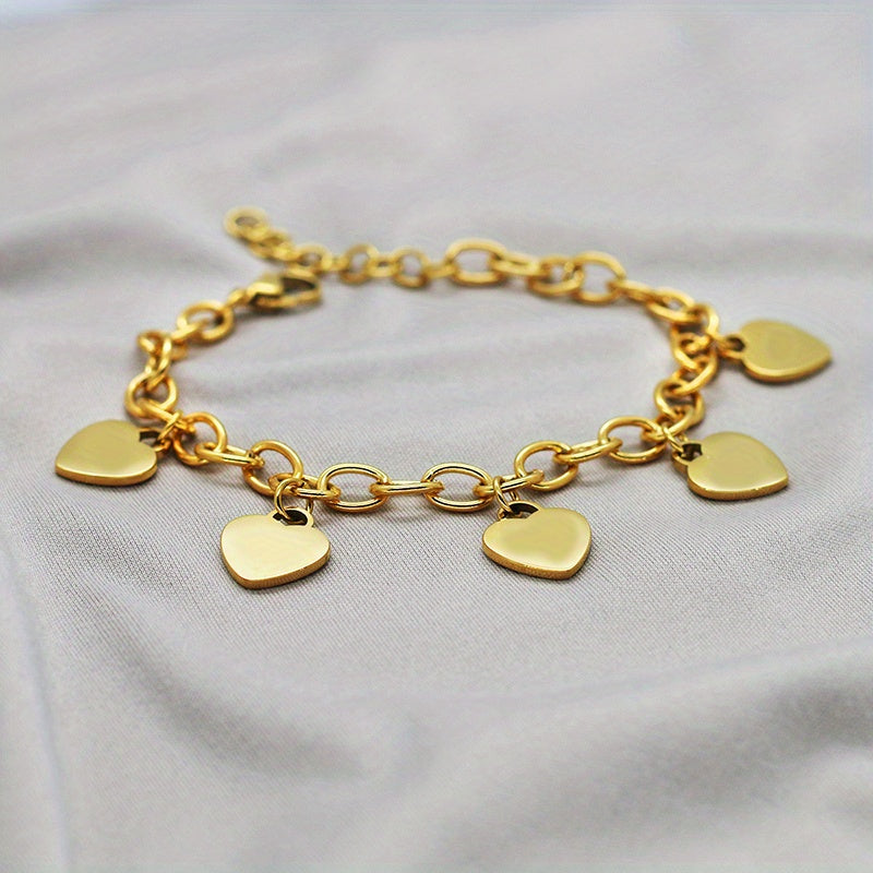 Personalized Heart Nameplate Bracelet Stainless Steel