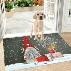 Winter Snow Gnomes Pattern Area Rug Soft Non Slip Absorbent Floor Mats