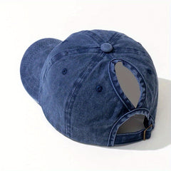 Ponytail Washed Baseball Cap Solid Sun Hat Dad Hat