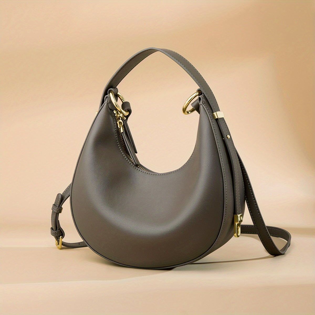 Solid Hobo Bag Women's Leather Handbag Crossbody Purse