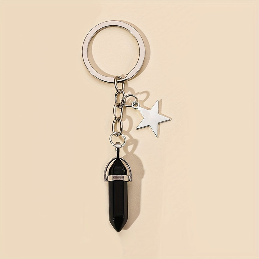 Crystal Decor Keychain Metal Star Moon Key Ring Purse Bag Charm Gift