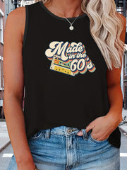  Casual Tank Top Women's Plus Letter Print Round Neck Tank Top