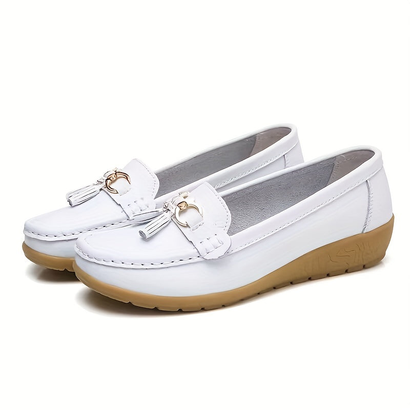Women's Low Wedge Loafers Metal Decor Non Slip Shoes