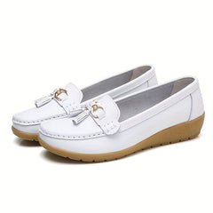 Women's Low Wedge Loafers Metal Decor Non Slip Shoes