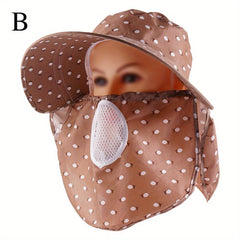 Floral Print Sun Hats With Neck Gaiter Mask UV Protection Visors