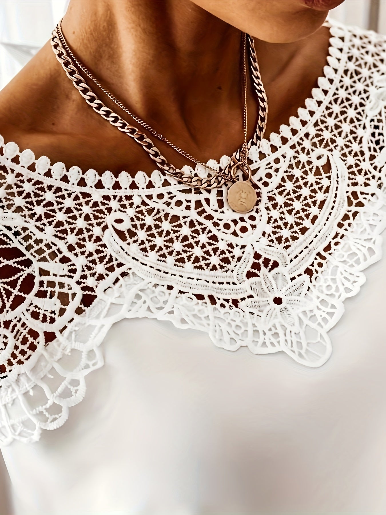  Lace Bat Sleeve Blouse
