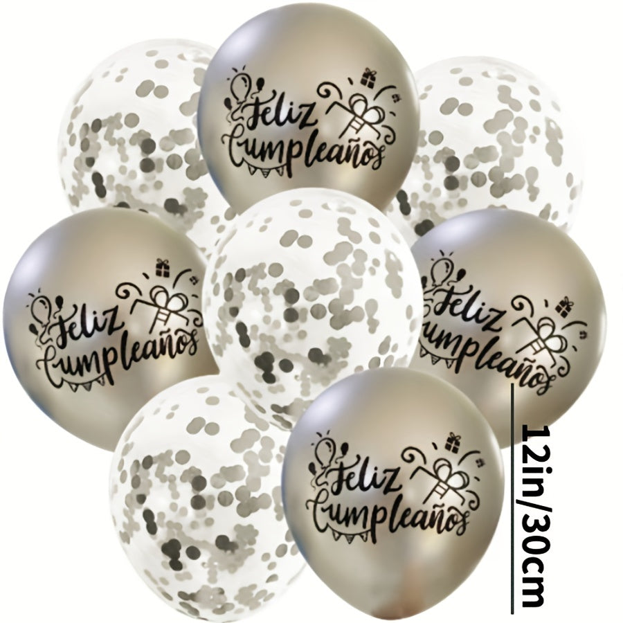 8pcs Set Happy Birthday Metal Latex Balloons Party Decoration