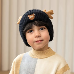 Christmas Antlers Cartoon Knitted Hat Ear Protection Beanie for Boys and Girls