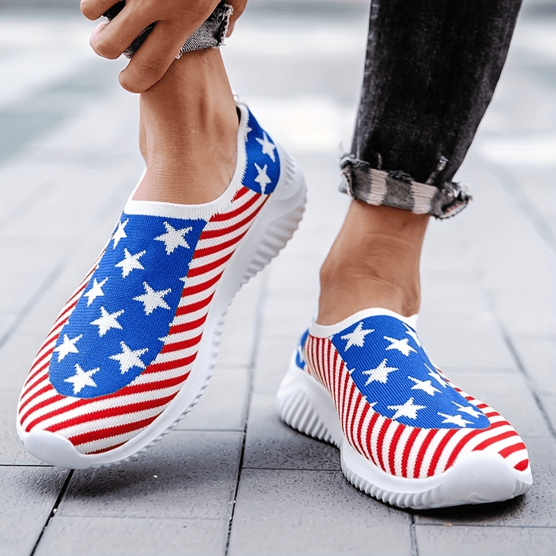 Women's Star & Striped Sock Shoes Comfortable Slip On Shoes