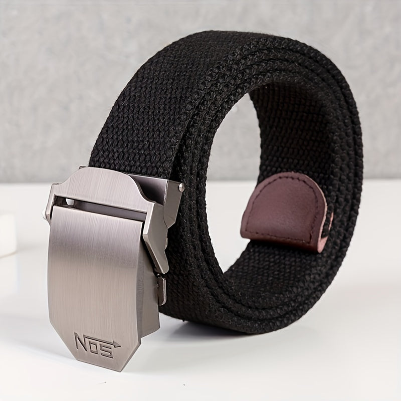 Men's Automatic Canvas Buckle Casual Woven Waist Belt