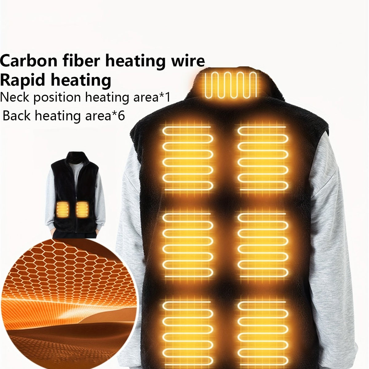 Men's USB Heated Vest 9 Zone Heating Winter Jacket