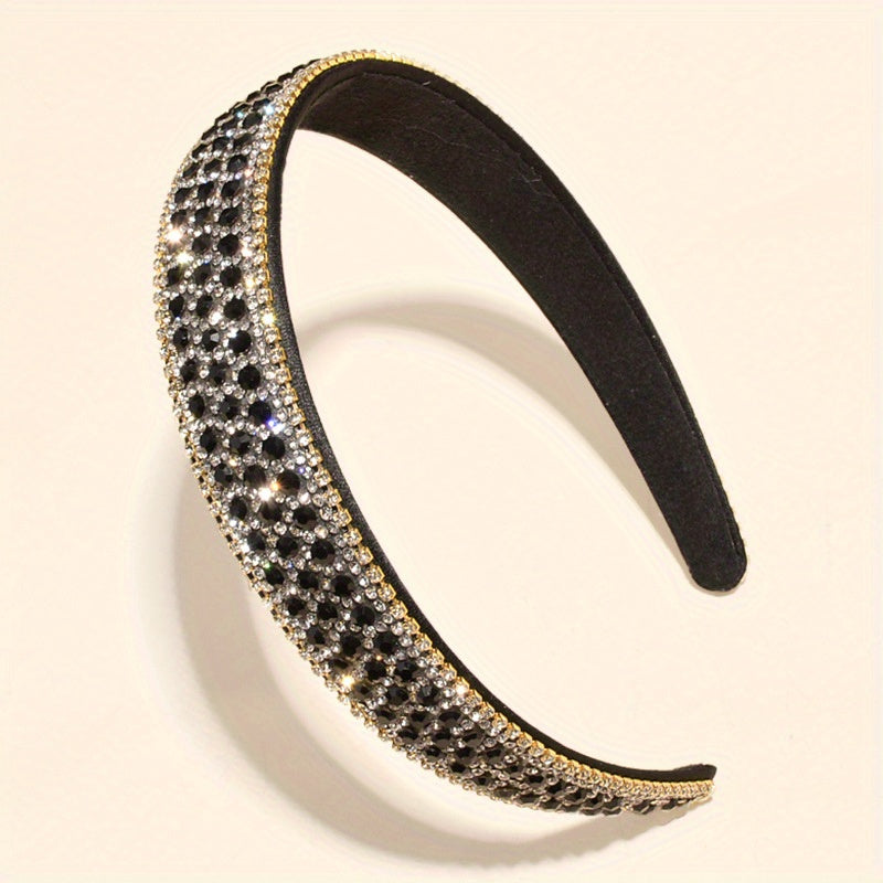 Baroque Rhinestone Headband Retro Style Hair Band Wide Brim Hair Accessories