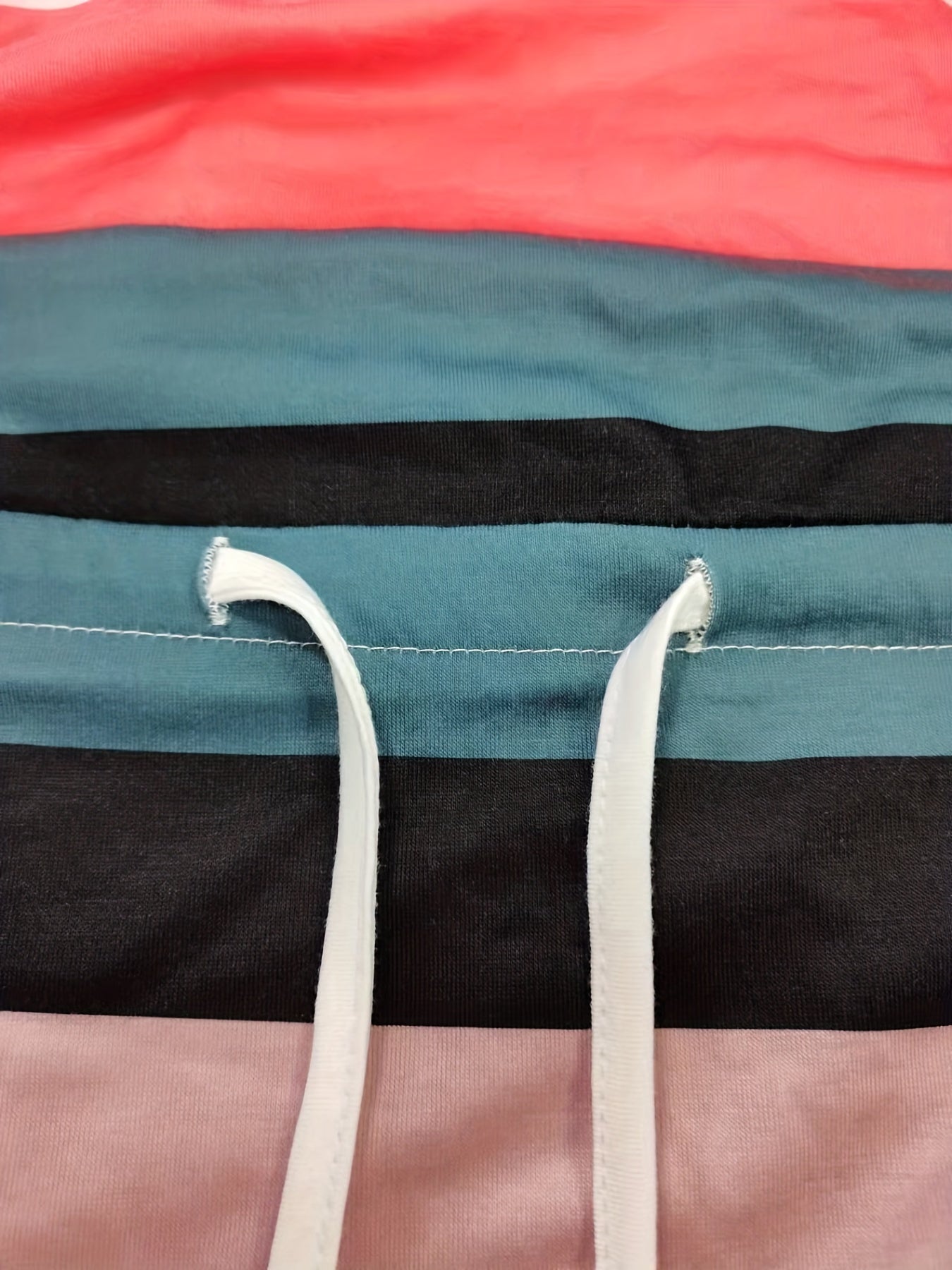  Retro Summer Dress Women's Plus Colorblock Tie Shoulder V Neck