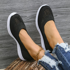 Women's Knitted Flat Loafers Slip On Shoes Lightweight Walking Shoes