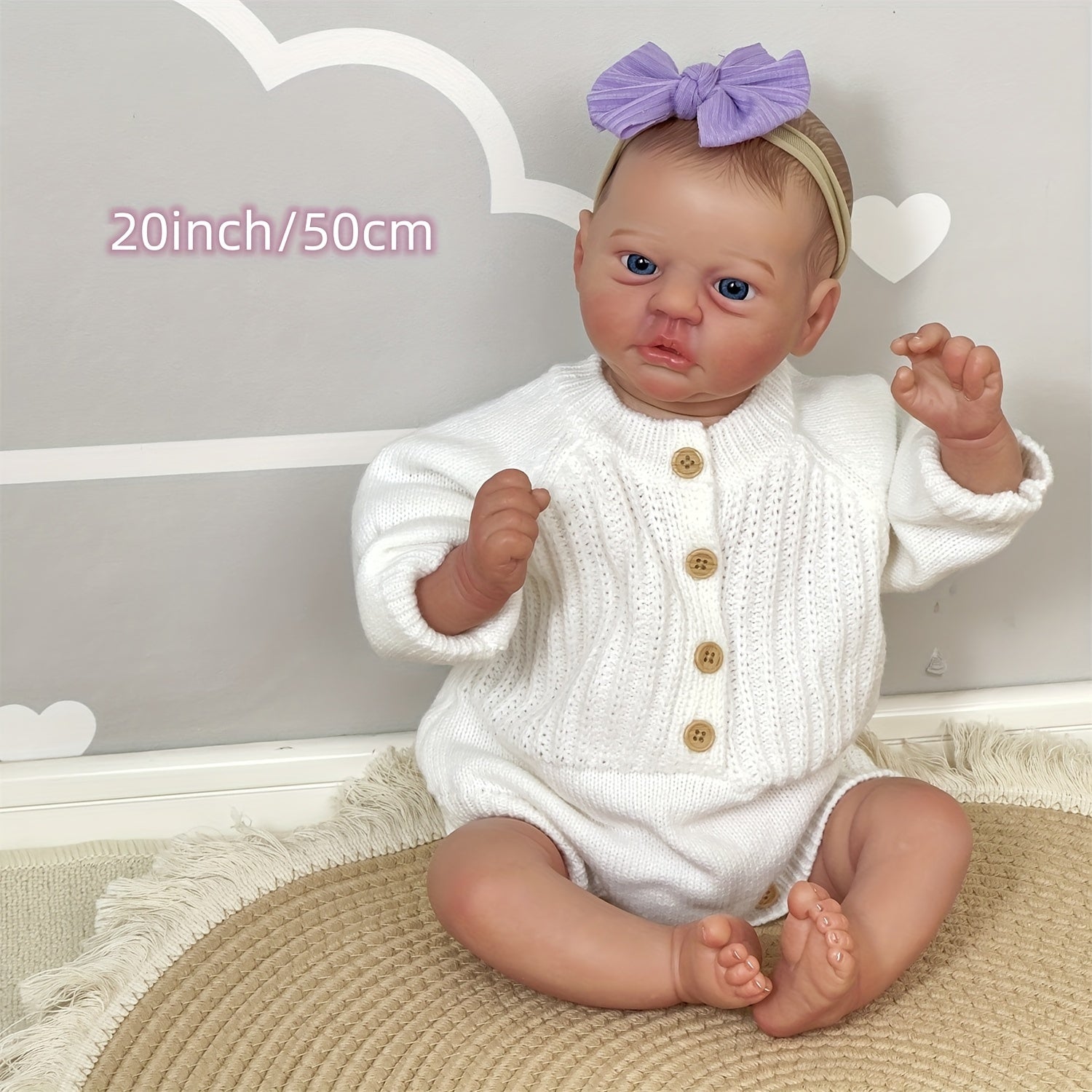 20 Inch Newborn Baby Doll Lifelike Reborn Awake Soft Touch Cuddly Doll
