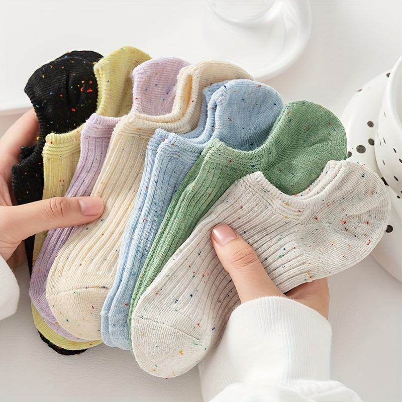 7 Pairs Colorful Polka Dot Low Cut Ankle Socks Women's Stockings