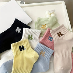 7 Pairs Letter Pattern Socks Women's Stockings