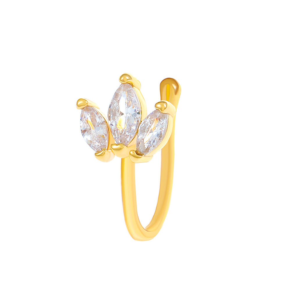 Men's Golden Nose Stud Set With Artificial Diamonds Party Gift