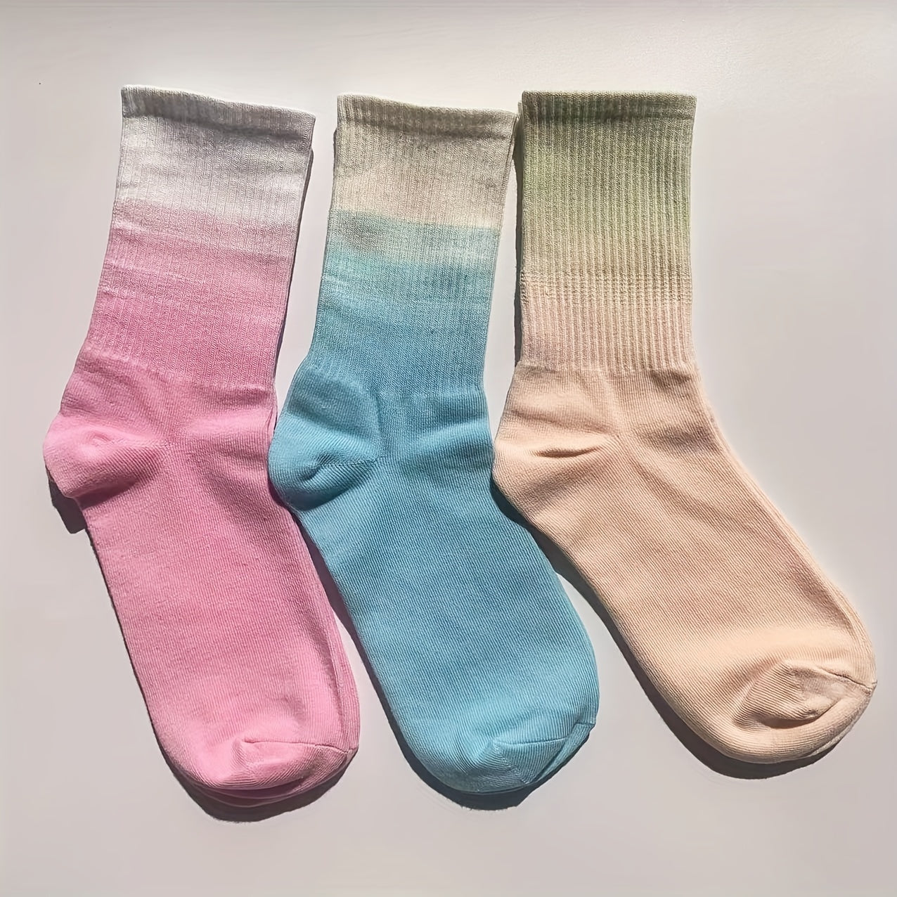 Gradient Ribbed Socks Soft Mid Tube Women's Stockings & Hosiery