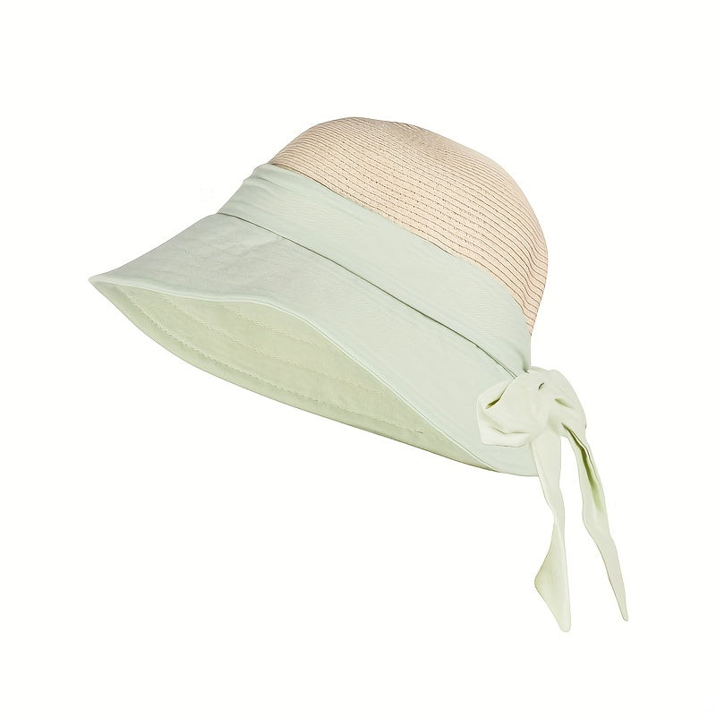Bowknot Cotton Bucket Hat Hollow Breathable Travel Beach Sun Hats