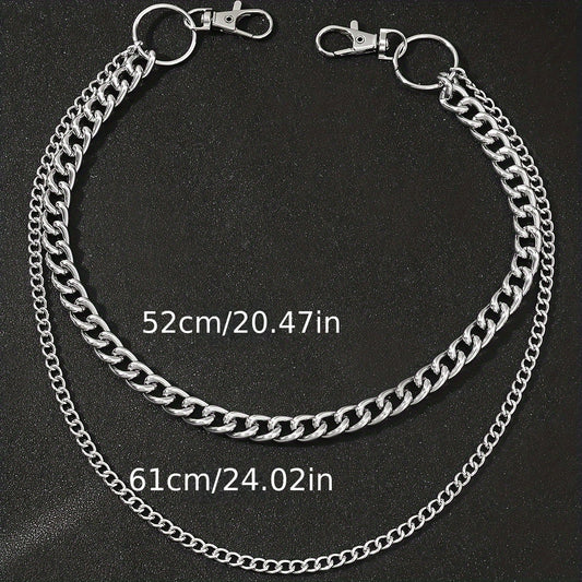Men's Large Circle Silver Chain with Suit Pants