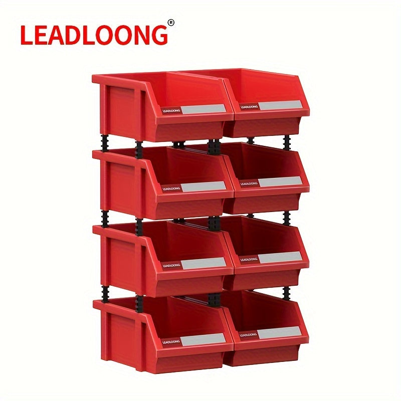 8pcs Plastic Stackable Storage Bins Parts Storage Organizer Garage Supplies