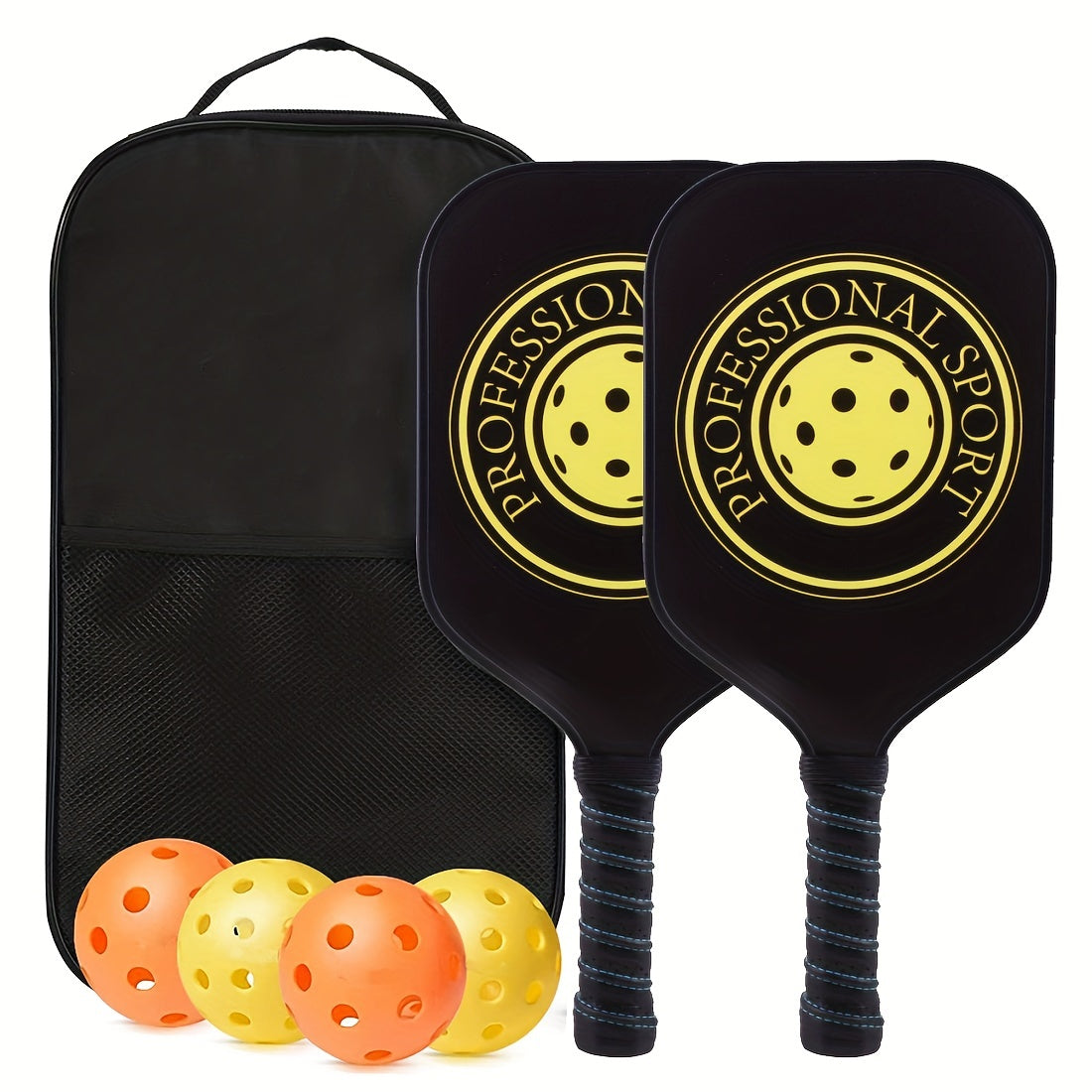Carbon Fiber Pickleball Racket Set with 2 Rackets and 4 Balls